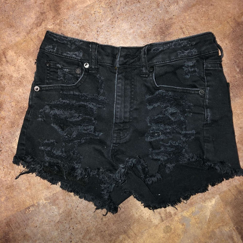 *SOLD* black distressed shorts